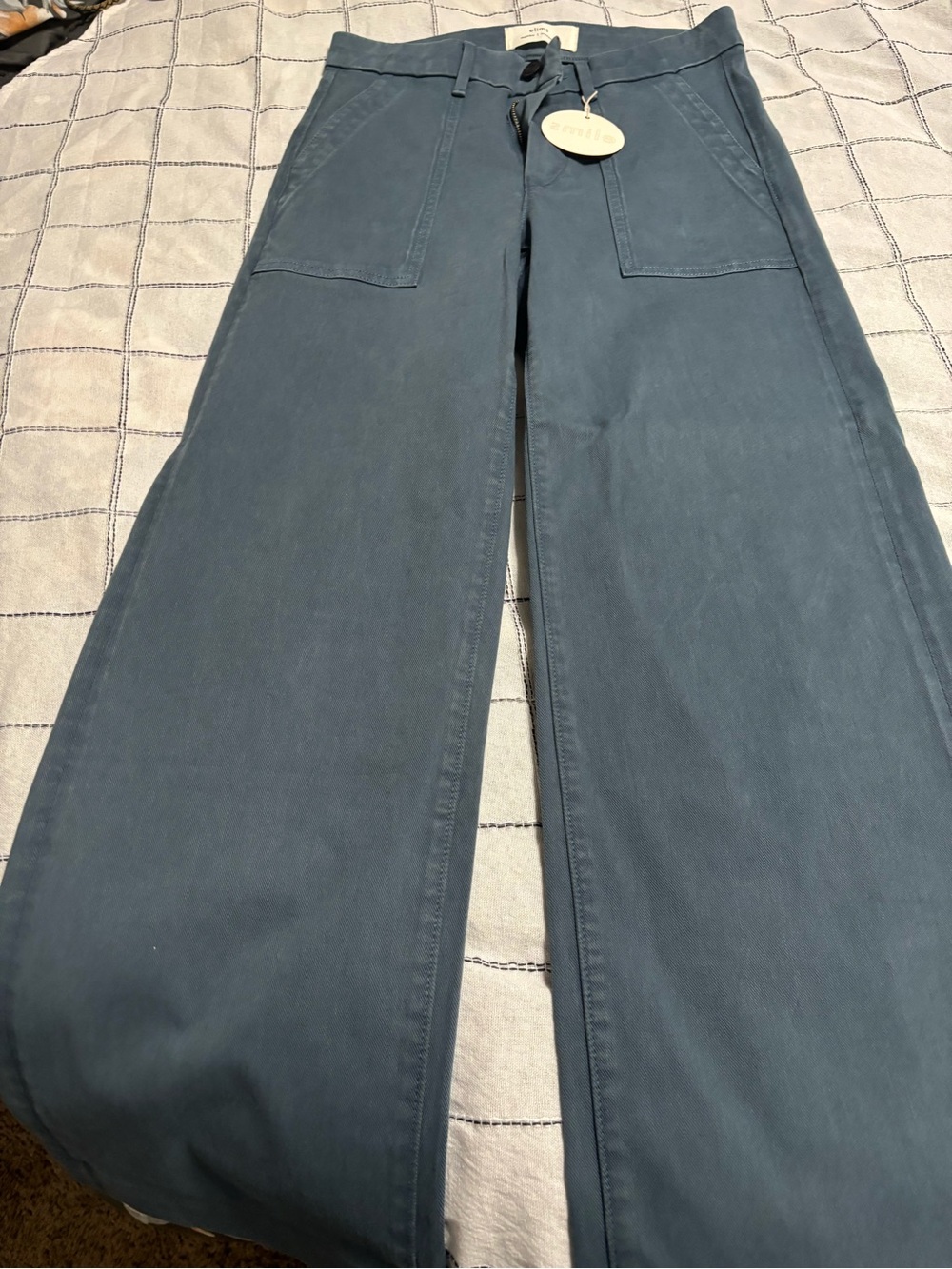 Elims Wide-Leg Bootcut Pants in Slate Blue